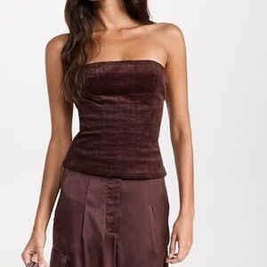 Staud Woodgrain/ Brown corduroy tube top